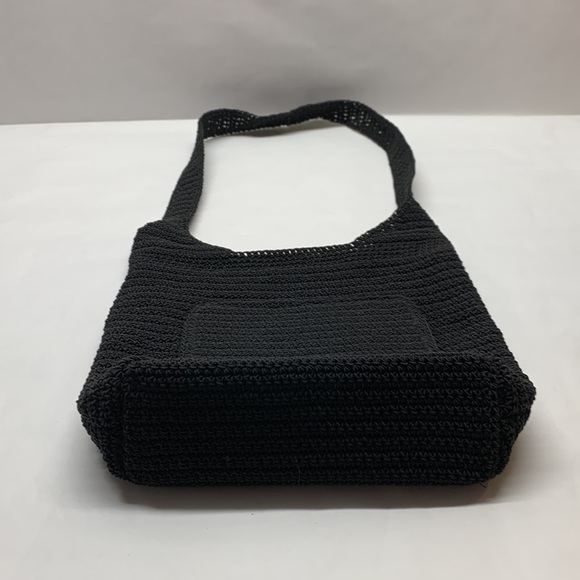 Black crocheted shoulder bag purse - Picture 2 of 11